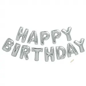 Happy Birthday Gümüş Balon Set