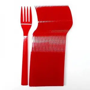 Kırmızı Plastik Çatal Lüks 25 (Adet)