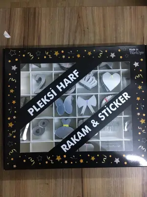 Pleksi Rakam ve Sticker Gümüş 600 adet 5 cm