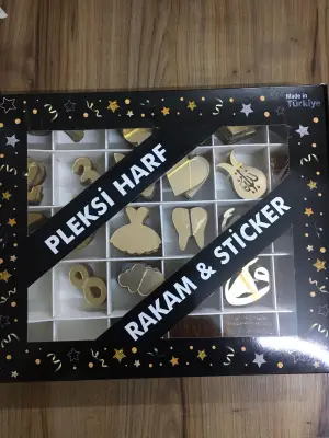 Pleksi Rakam ve Sticker  Gold 600 adet 5 cm