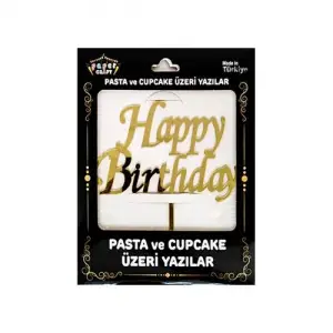 Happy Birthday Pleksi Yazı Gold