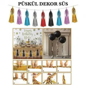 Püskül Dekor Garland Gold.16’lı