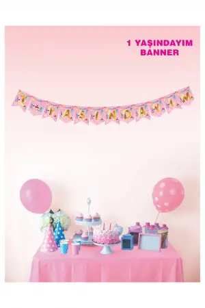 1 Yaşındayım Banner (Pembe)