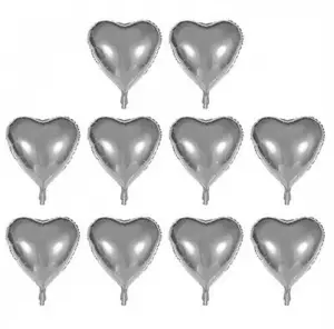 10 İnç Kalp Folyo Balon (Gümüş) 25 cm 50 adet