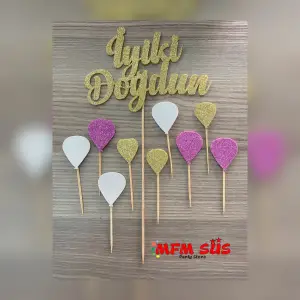 İyiki Doğdun Pasta Eva Yazı + Cupcake Kürdan (Gold)