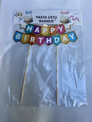Happy Birthday Pasta Üzeri Banner Makaron Gold 