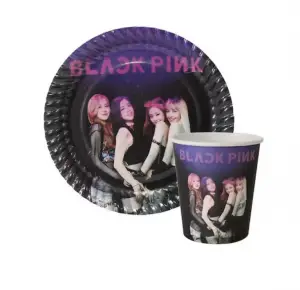 Black Pink Tabak ve Bardak Set 8’li