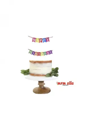 Happy Birthday Pasta Üzeri Banner Makaron Gold 