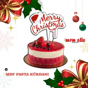 Merry Christmas Ahşap Pasta Yazı