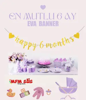 Happy 6 Months Eva Yazı Gold 
