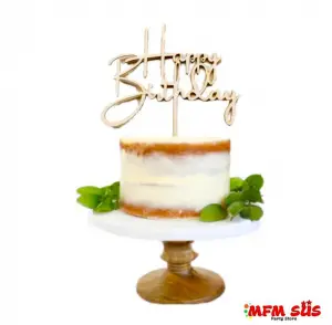 Ahşap Happy Birthday Pasta Yazı 