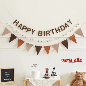 Happy Birthday Kahve Eva Banner + Eva Bayrak 2’li Set