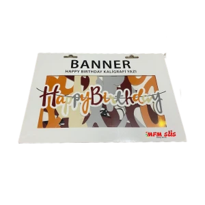 Happy Birthday Kaligrafik Banner Retro 