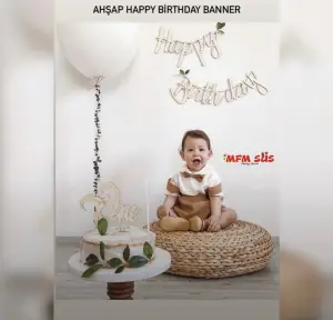 Happy Birthday Ahşap Banner Yazı 