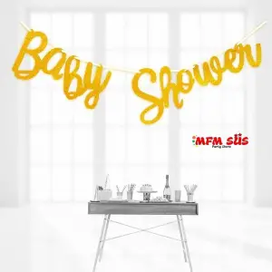 Baby Shower Eva Banner Yazı Gold 
