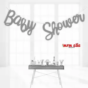 Baby Shower Eva Banner Yazı Gümüş 