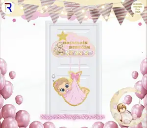 Hoşgeldin Bebeğim Kapı Süs Pembe