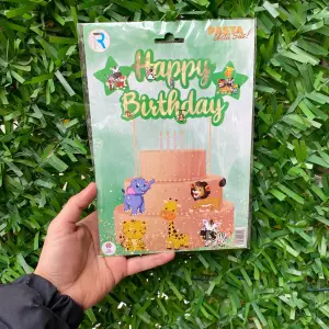 Happy Birthday Pasta Üstü Banner Safari