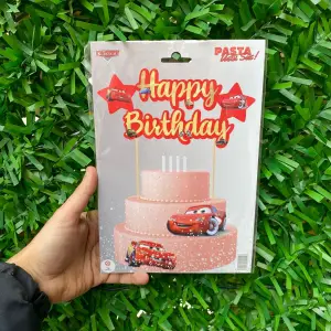 Happy Birthday Pasta Üstü Banner Cars