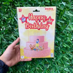 Happy Birthday Pasta Üstü Banner Pamuk Prenses