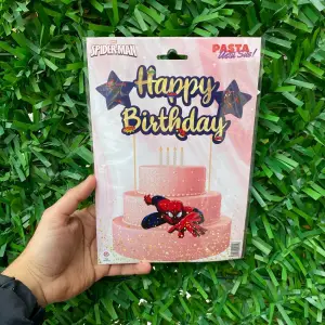 Happy Birthday Pasta Üstü Banner Spider Man