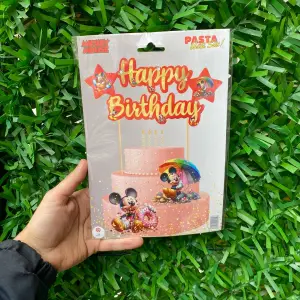 Happy Birthday Pasta Üstü Banner Mickey Mouse