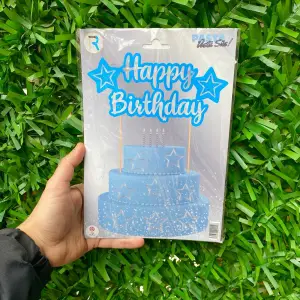 Happy Birthday Pasta Üstü Banner Mavi