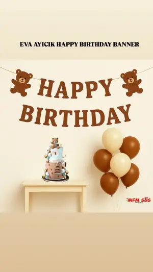 Ayıcık Happy Birthday Eva Banner 