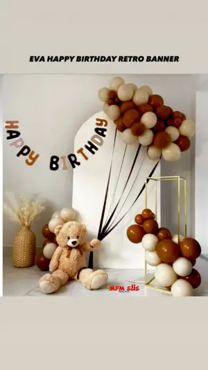 Happy Birthday Eva Retro Renk Banner 