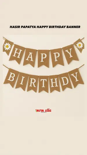 Hasır Papatya Happy Bırthday Banner
