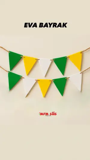 Eva Bayrak Sarı - Yeşil - Beyaz 