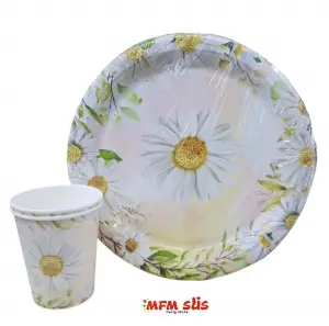 Papatya Tabak ve Bardak Set