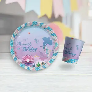 Deniz Kızı Tabak + Bardak Set 