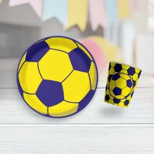 Sarı-Lacivert Tabak ve Bardak Set