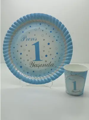 1 Yaş Tabak ve Bardak 8'li (Mavi)