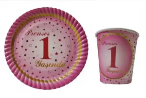 1 Yaş Tabak ve Bardak 8'li (Pembe)