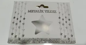 Metalik Yıldız Tavan Süs Gümüş