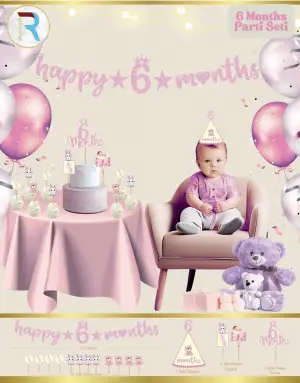 Happy 6 Months Parti Set Pembe 5 PAKET 