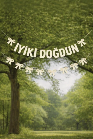 Eva İyiki Doğdun Karamel Fiyonk Banner Set 