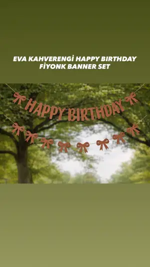Eva Kahverengi Happy Bırthday Fiyonk Set