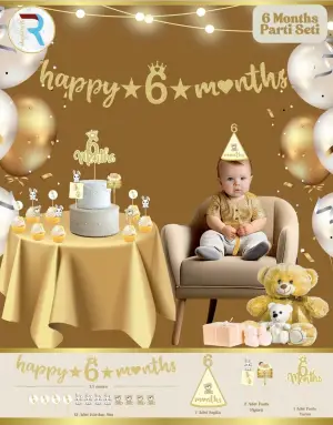 Happy 6 Months Parti Set Gold 5 PAKET 
