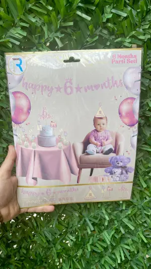 Happy 6 Months Parti Set Pembe 5 PAKET 