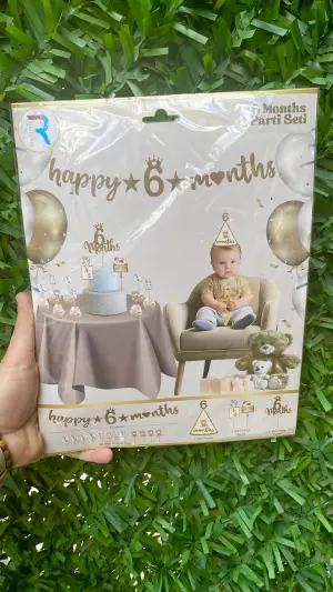 Happy 6 Months Parti Set Kahverengi 5 PAKET 