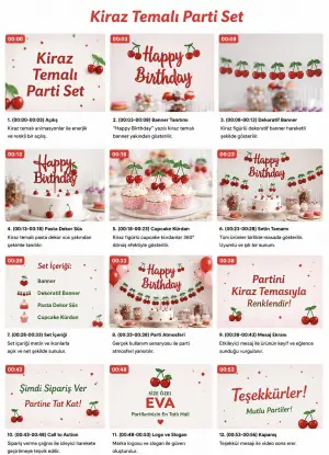 Kiraz Temalı Parti Set Kutu 
