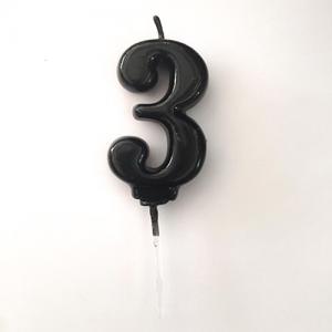 3 Yaş Siyah Rakam Mum 10 Adet