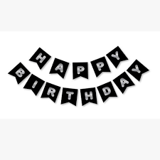 Happy Birthday Banner Siyah-Gümüş