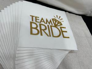 Team Bride Yaldızlı Peçete Beyaz-Gold