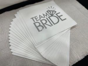 Team Bride Yaldızlı Peçete Beyaz-Gümüş
