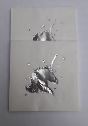 Yaldızlı Unicorn Beyaz-Gümüş Peçete 16 Adet
